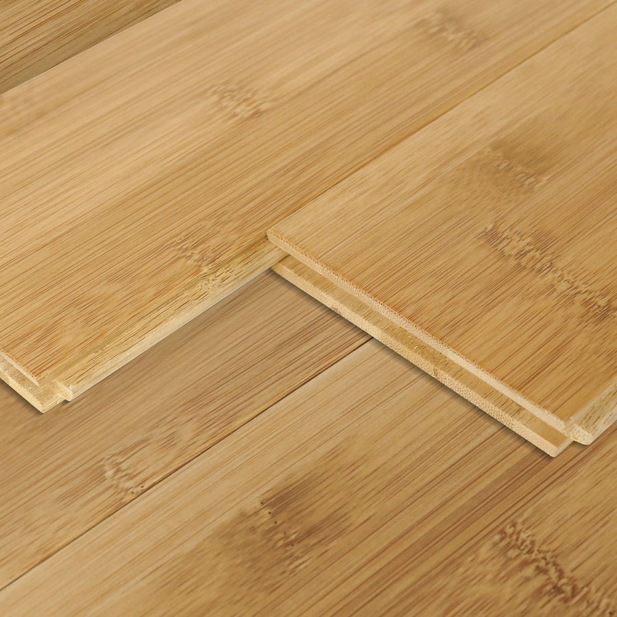 Solid bamboo flooring planks in light honey with machined edges