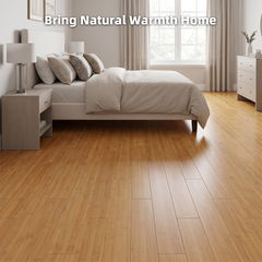 Honey click lock bamboo flooring laid in a bedroom