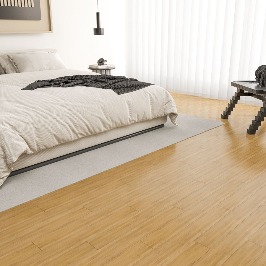 Light honey bamboo flooring laid in a bedroom
