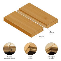 Light honey bamboo planks with the tongue and groove edge shown