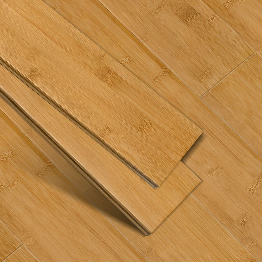 Light honey solid bamboo planks showing the tongue and groove edge