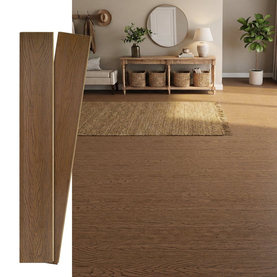 Tongue and groove walnut bamboo flooring, gloss 30, laid in a room