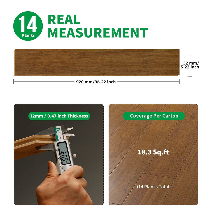 Wear layer and micro bevel measured on a strand woven bamboo plank
