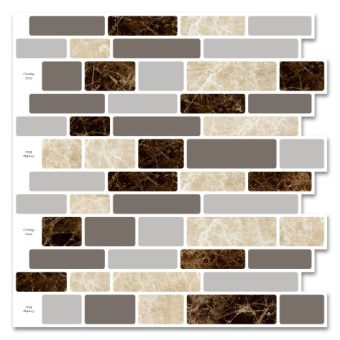 Jeedeson Peel and Stick Backsplash Tile for Kitchen Brown Marble Pattern