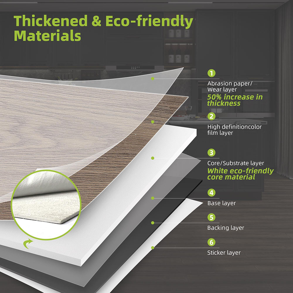 Jeedeson 12 MIL Peel & Stick Vinyl Flooring – 6”x36” X 1.8mm Planks, Water-Resistant UV Coating (15 Planks, Light Brown, 22.5 Sq Ft)