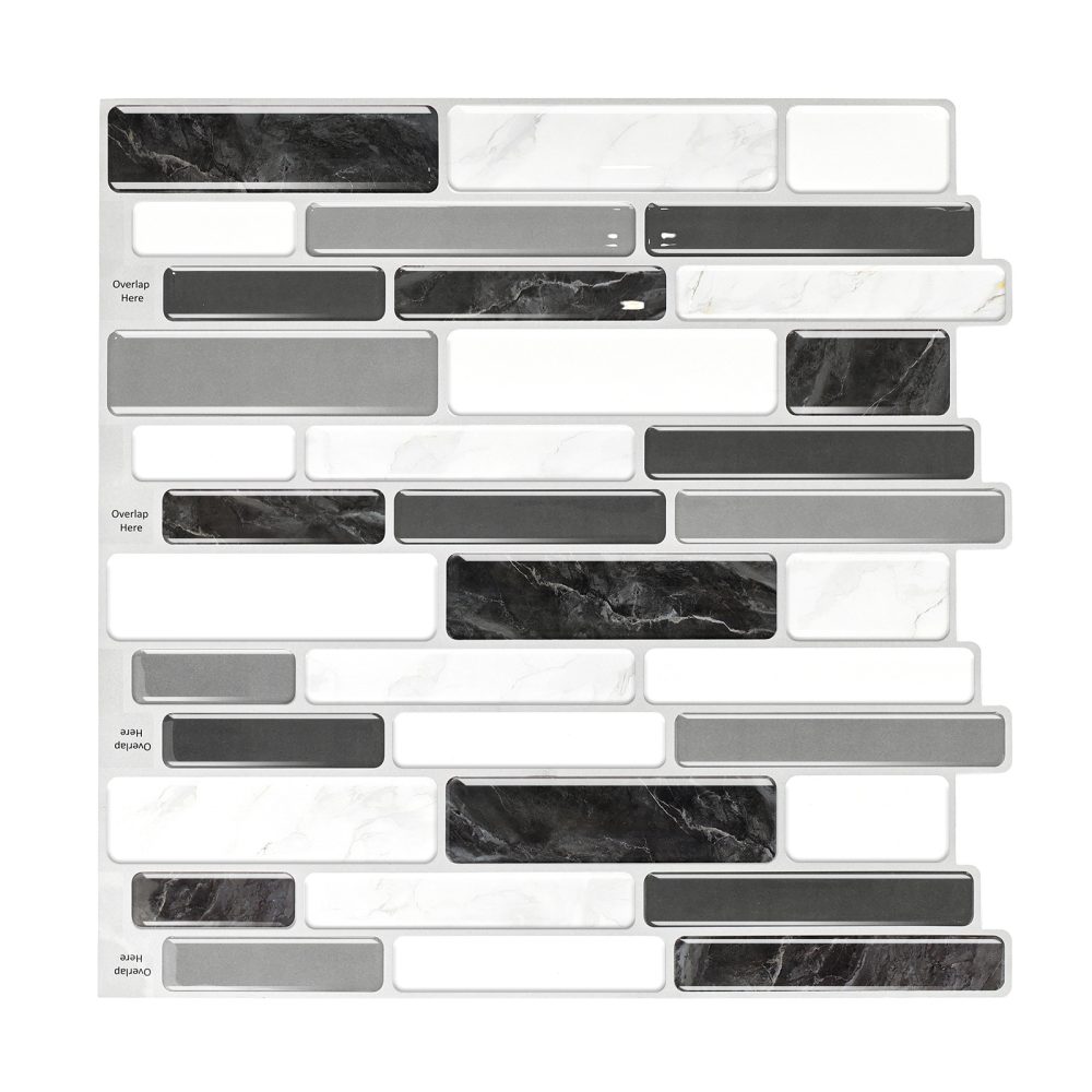 Jeedeson Gray Marble Peel and Stick Backsplash Tile for Kitchen 12×12 Set of 10