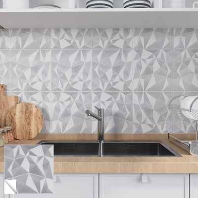 Jeedeson White Kitchen Backsplash Tile 12″x12″ Peel and Stick Tile Backsplash