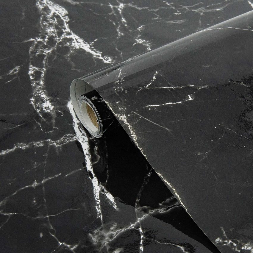 Jeedeson Black Marble Peel and Stick Wallpaper Contact Paper, Self-Adhesive Covering Paper for Kitchen, 16 in. x 157 in.