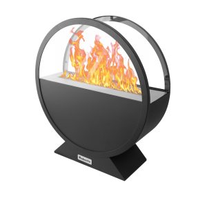 Jeedeson Black Glass Round Fireplace with Specialty Shape