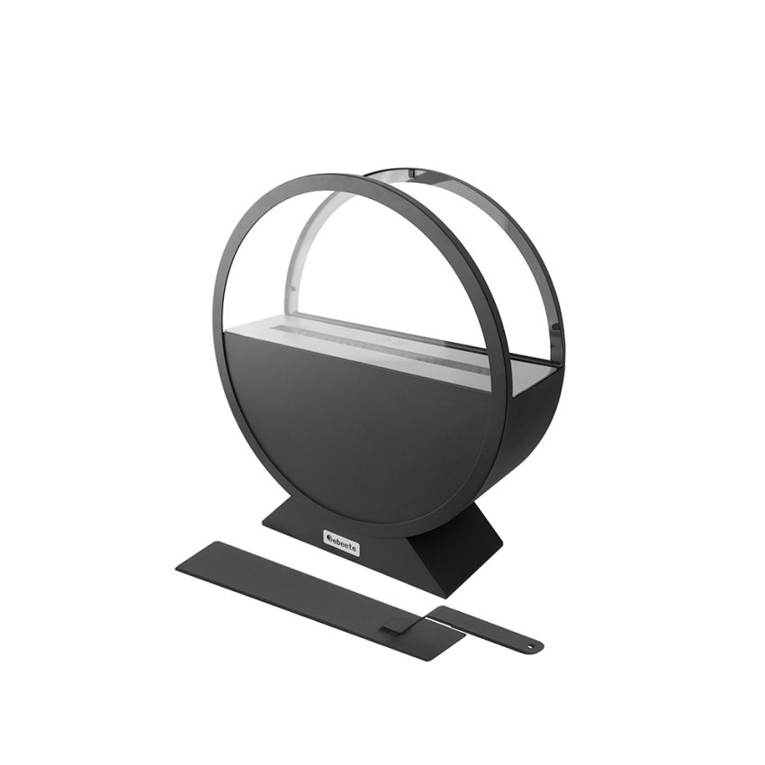 Jeedeson Black Glass Round Fireplace with Specialty Shape