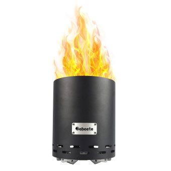 Jeedeson Stainless Steel Fireplace With Smokeless Tabletop, Black Color
