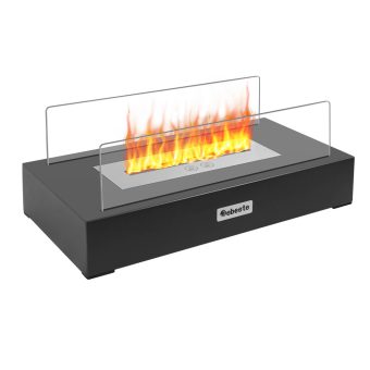Jeedeson Ventless Fireplace – Black Glass, Rectangle Shape