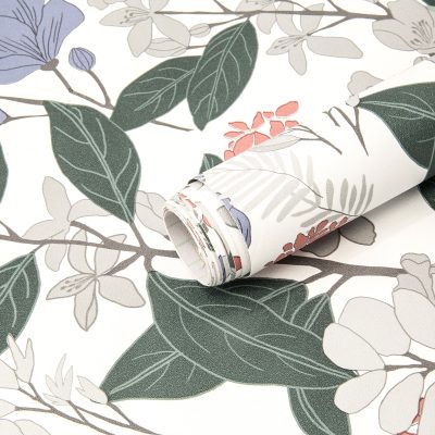 Jeedeson Floral Wall Paper Easy DIY Self-adhesive Vinyl Roll for Home Bedroom Cabinets 17.3 in x 9.8 ft.