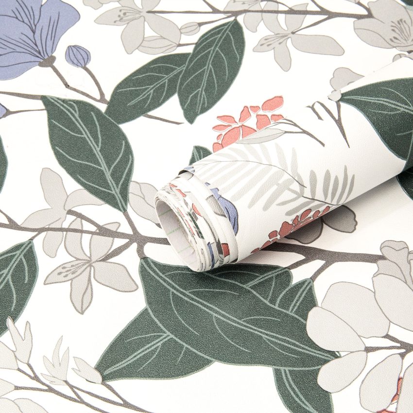 Jeedeson Floral Wall Paper Easy DIY Self-adhesive Vinyl Roll for Home Bedroom Cabinets 17.3 in x 9.8 ft.