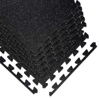 Jeedeson Best Interlocking Rubber Floor Tiles – White & Black, 24 in. x 24 in. size