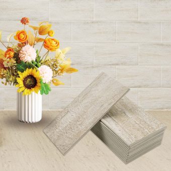 Jeedeson Backsplash Tile Peel and Stick 100 Tiles Light Sand 5.9 in. x 3 in. x 0.12 in