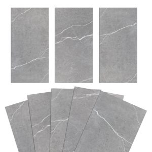 Jeedeson 6 MIL x 12 in. W x 24 in. L Peel and Stick Water Resistant Vinyl Tile Flooring, Gray (60 sq. ft. /case)