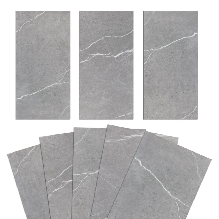 Jeedeson 6 MIL x 12 in. W x 24 in. L Peel and Stick Water Resistant Vinyl Tile Flooring, Gray (60 sq. ft. /case)