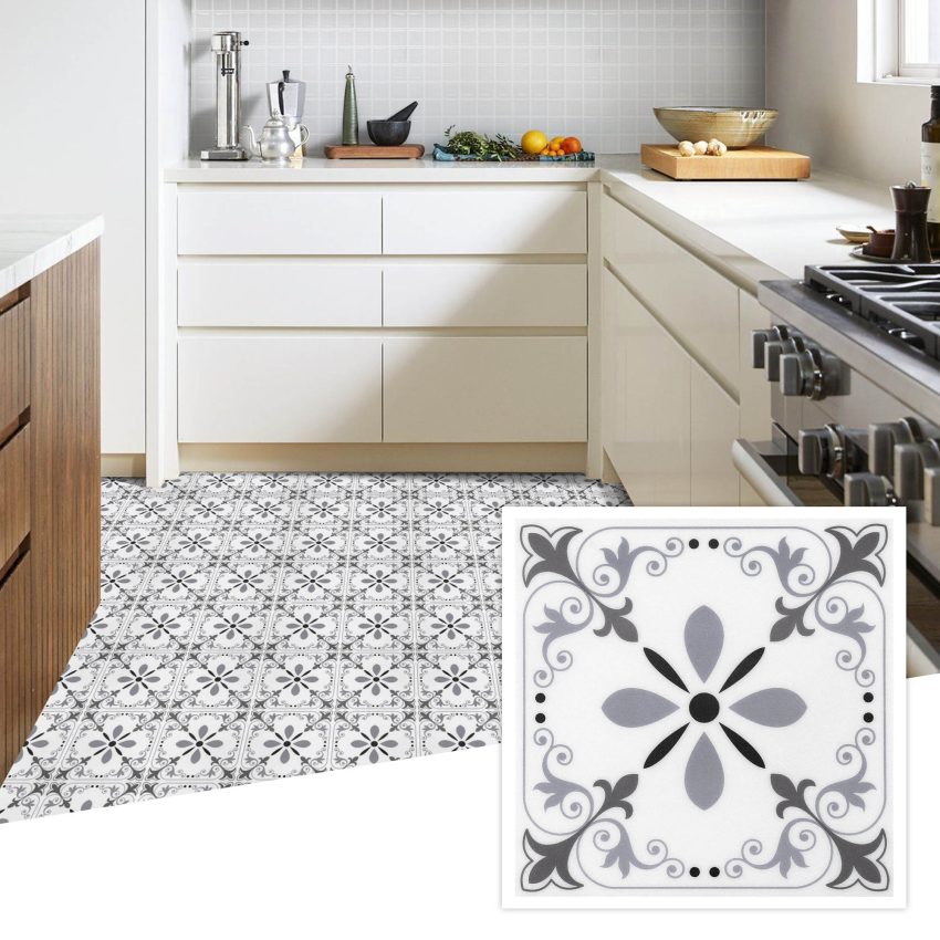 Jeedeson Bathroom Vinyl Flooring Gray 10 Pack for Floor and Wall