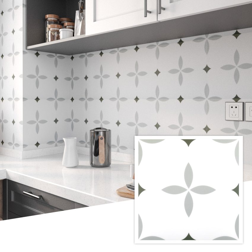 Jeedeson Gray and White Vinyl Flooring Peel and Stick Wall Tiles