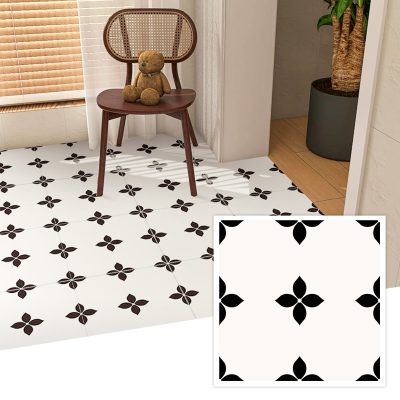 Jeedeson Luxury Vinyl Flooring Bathroom black wallpaper tiles 10 pack
