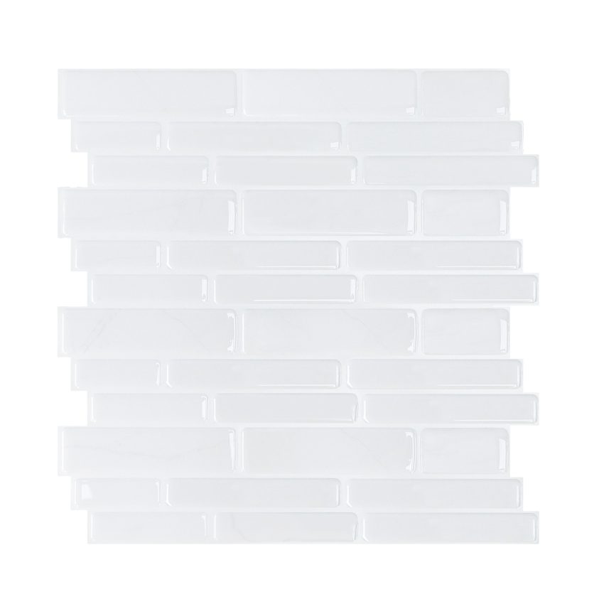 Jeedeson Vinyl Peel and Stick Wall Tile Backsplash in Silver for Kitchen and Bathroom (10-Pack)