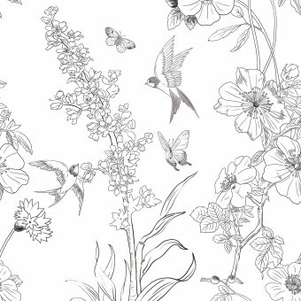 Jeedeson Diy Bird Flower Paper Wall​ Peel and Stick Counter Top 17.3 in. x 32.8 ft. (Covers 47.4 sq. ft.)