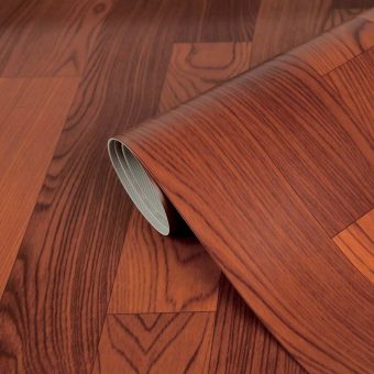 Jeedeson Vinyl Kitchen Flooring Roll, Dark Brown, Waterproof, 3.28 Ft. W X 16.4 Ft. L