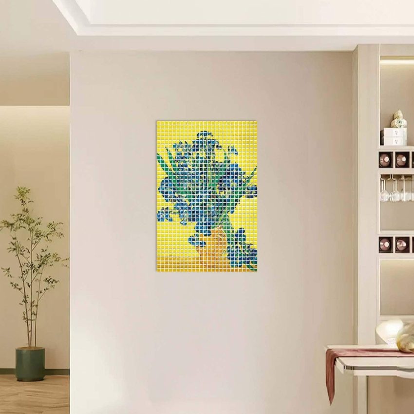 Jeedeson Vinyl Wall Tile Peel and Stick 10 in x 10 in Irises Decorative