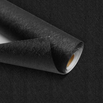 Jeedeson Black Vinyl Peel and Stick Wallpaper Roll – Adhesive Removable Paper for Wall/Cabinet