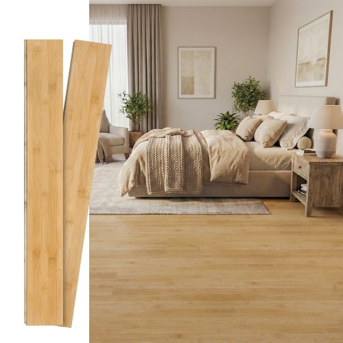 Jeedeson Solid bamboo hardwood flooring Light Honey 5.11 in. W x 40.15 in. L x 3/5 in. T Prefinished Tongue and Groove 14pcs/box covers 20 Sq.Ft.
