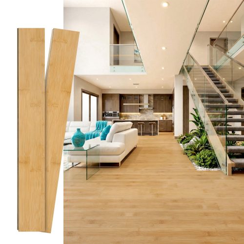 Jeedeson Bamboo Wood Flooring Glossiness 30 Light Honey 37.8 in. L x 3.78 in. W x 0.6 in. T Prefinished Tongue and Groove 20pcs/box covers 19.8 Sq.Ft.