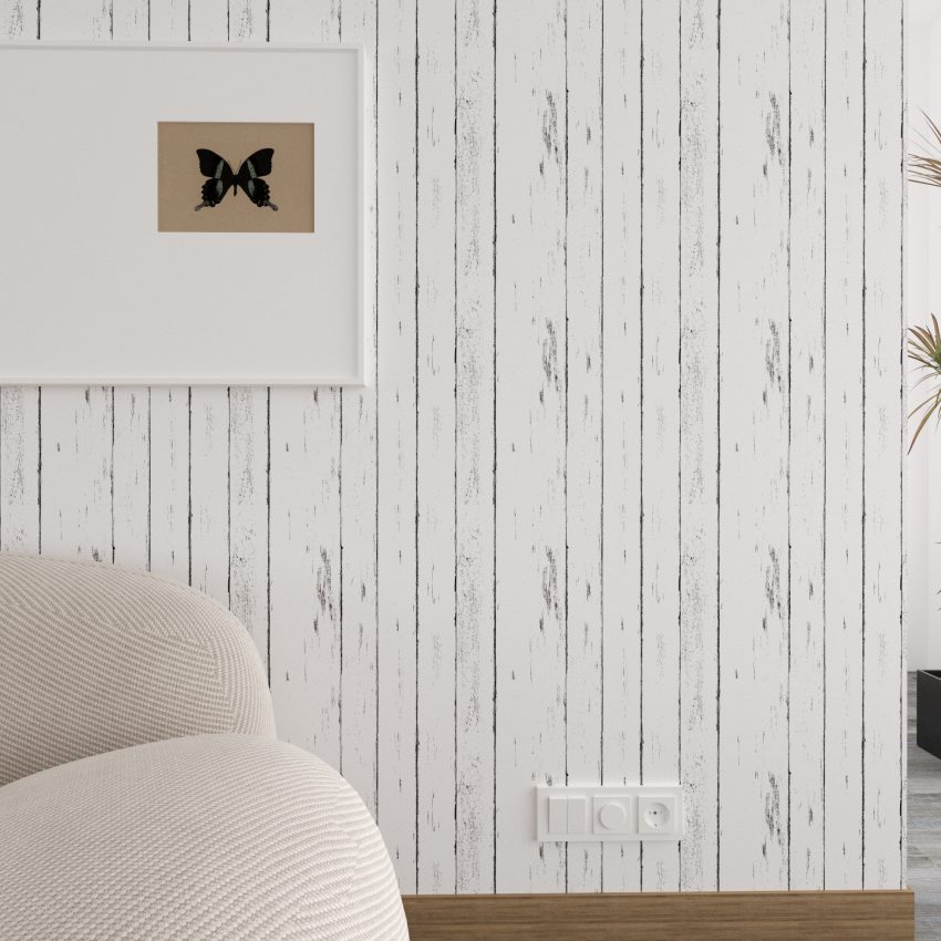 Jeedeson Peel and Stick Temporary Wall Paper,Black and White Wood 2-Roll (Covers 28.74 sq. ft.)
