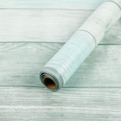 Jeedeson Gray-blue Wood Vinyl Peel and Stick Wallpaper Roll, Adhesive Removable Paper for Wall