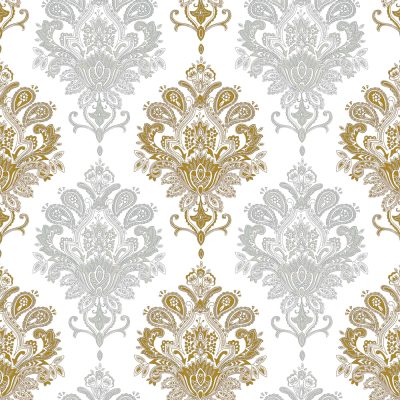Jeedeson Gold and Silver Floral 0.18 mm Thickness Washable Removable Wallpaper