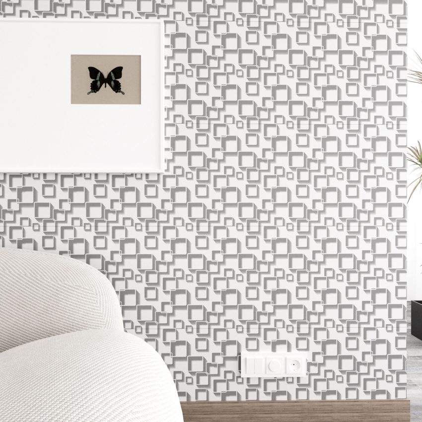 Jeedeson Light Gray Line Frame Vinyl Affordable Peel and Stick Wallpaper (Covers 28.74 sq. ft.)