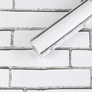 Jeedeson Literary Arts Style White Brick Shape Removable Wall Paper for Bedroom
