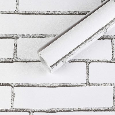 Jeedeson Literary Arts Style White Brick Shape Removable Wall Paper for Bedroom