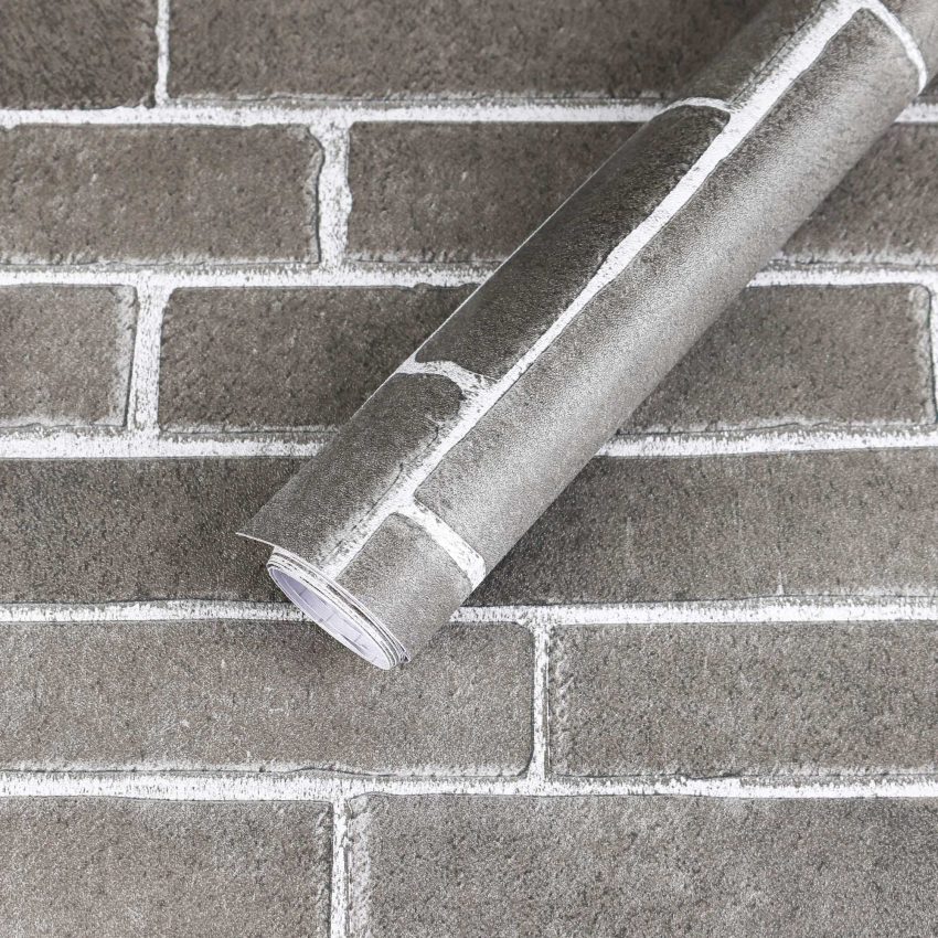 Jeedeson Background Wallpaper, Black Brick Pattern Removable Self-adhesive