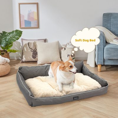 Gray Deluxe Dog Bed, Removable Washable Pet Mat for Cats and Dogs