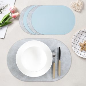 Jeedeson Thickness 2MM Square Placemats PVC Leather Table Mats Washable Oil-proof For Dining