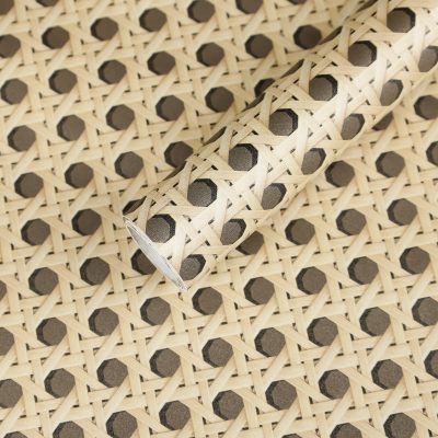 Jeedeson Farmhouse Natural Hexagon Woven Pattern Self Adhesive Wallpaper Roll for Desk Cabinet and Wardrobe