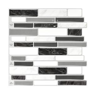 Jeedeson Gray Marble Peel and Stick Backsplash Tile for Kitchen 12x12 Set of 10