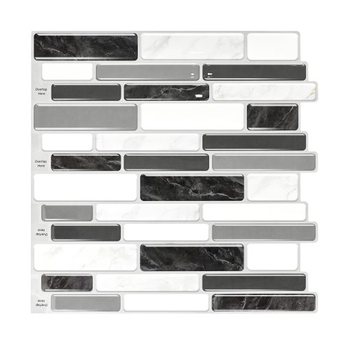 Jeedeson Gray Marble Peel and Stick Backsplash Tile for Kitchen 12×12 Set of 10