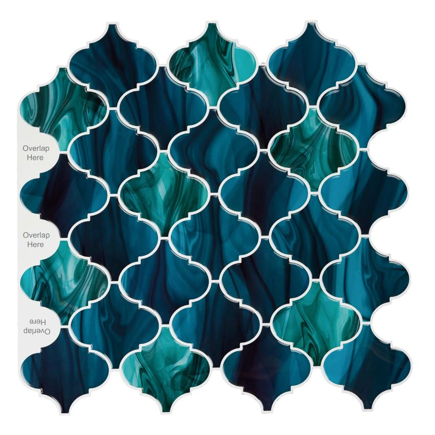 Jeedeson Blue Peel and Stick Backsplash Tile 12 in. x 12 in. Vinyl Wall Tile in Staggered Color (10-pack)