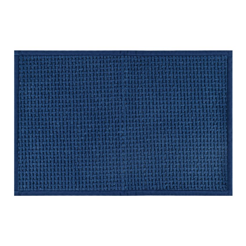 Jeedeson Blue Chenille Bath Mat, Super Absorbent and Soft 40*60CM