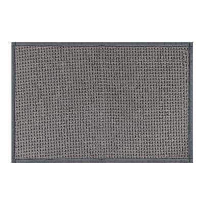 Jeedeson 23.6*15.7in Chenille Gray Bath Mats for Bathroom,Anti-Slip Washable