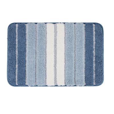 Jeedeson Thick Striped Blue and White Shower Rugs Door Mats,Wear-Resistant Water-Absorbing