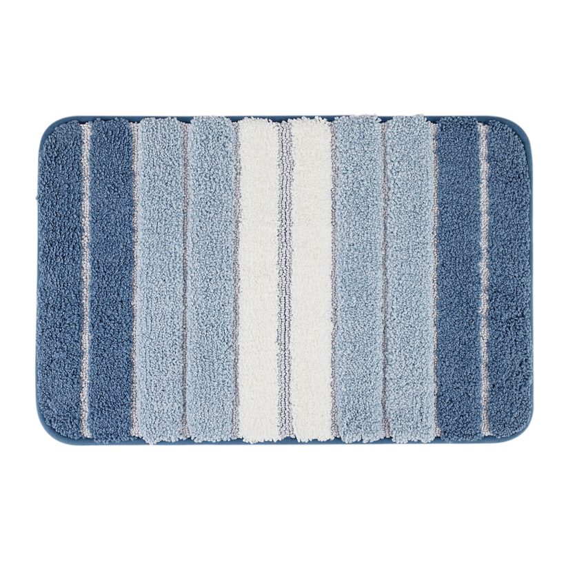 Jeedeson Thick Striped Blue and White Shower Rugs Door Mats,Wear-Resistant Water-Absorbing