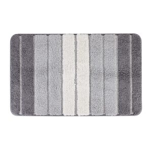Jeedeson Gray-to-White Gradient Plush Bathroom Rugs with Non-Slip Backing 31.5*19.6in